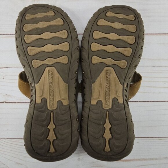 Skechers Reggae Trench Town Womens 6 Brown Leather Slide Sandals Slip On‎ 40871 - Picture 9 of 10